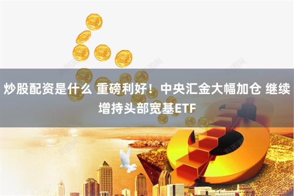 炒股配资是什么 重磅利好！中央汇金大幅加仓 继续增持头部宽基ETF